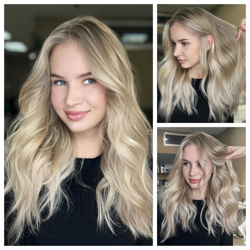 Peluca destacada rubia ceniza balayage rubia dorada frente de encaje 100 % pelucas de cabello humano - Imagen 4 de 7