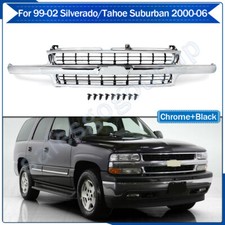 New Front Grille Chromeblack For 99-02 Silverado 1500 Tahoe Suburban 2000-06