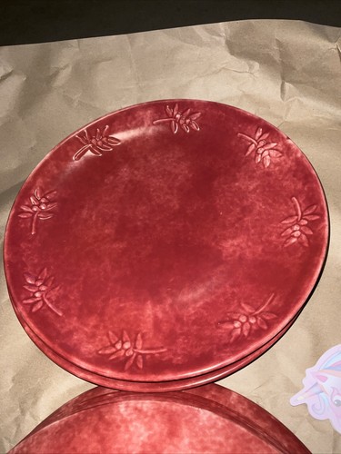 Williams Sonoma Winter Fields Plates Set of 6 Red New Discontinued 11.5 Across - Picture 15 of 19