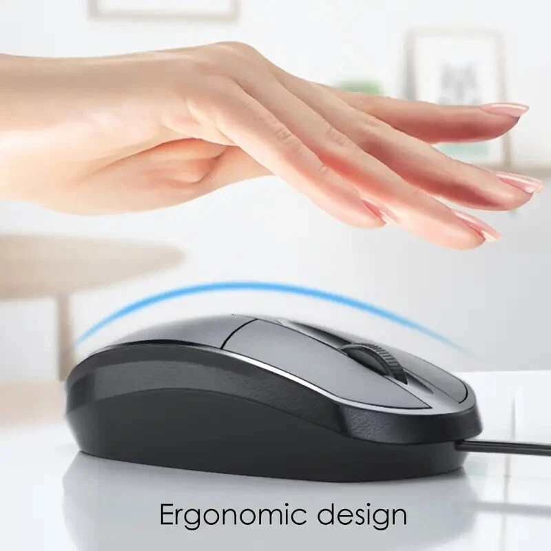 USB 2.0 Optical Wired Scroll Wheel Mouse PC Laptop Notebook Desktop Black Mice - Image 4 of 4