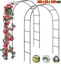2x Metal Garden Arch Heavy Duty Strong Tubular Rose Climbing Plants 2.4m Archway