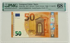 EUROPEAN UNION • SPAIN 50 EURO 2017 • LAGARDE • P 30 v • PMG 68 GEM UNC