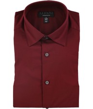 Alfani Mens Solid Button Down Dress Shirt, ruby, 14-14.5 Neck