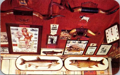 Teich's Original Old Trading Post-Eagle Bay, NY-Beautiful Trout-Chrome Postcard