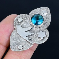 Amazing Swiss Blue Topaz Gemstone 925 Sterling Silver Jewelry Ring Size Adj