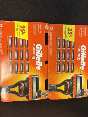 BRAND NEW GILLETTE FUSION 5 REFILL RAZOR BLADES, 12 Cartridges