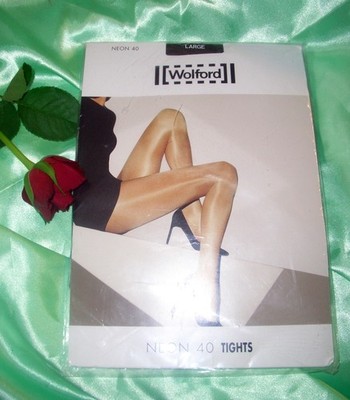 WOLFORD NEON 40 den Hochglanz Nylons Strumpfhose Gr. L 44/46 schwarz OVP