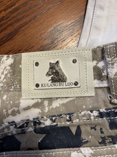 KU LANG BU LUO Damen Jeans 32 amerikanische Flagge Camouflage abstrakter Druck 4. Juli - Bild 8 von 16