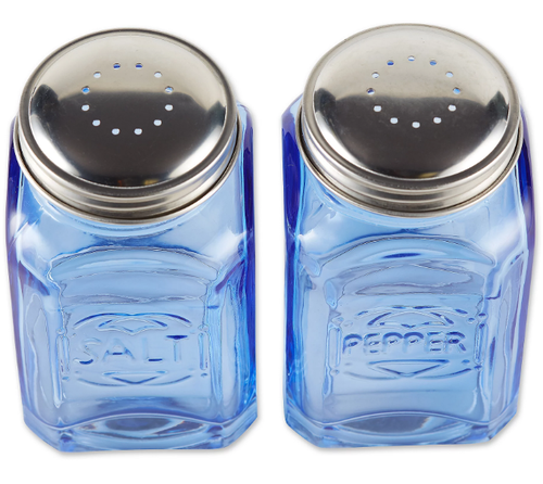 Retro Glass Salt and Pepper Shaker Set with Stainless Steel Lids 8 oz - Picture 2 of 8