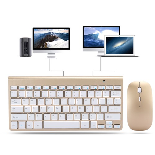2.4G (Gold)Wireless Keyboard Mouse Set Ultra Thin Mute Mini Home Office Com SG - Picture 1 of 11