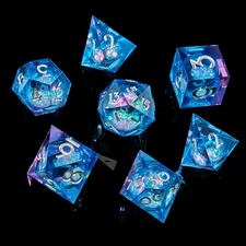 DND Dice Set,Liquid Core Handmade Sharp Edge 7 Piece Resin Dice-Dungeons and ...