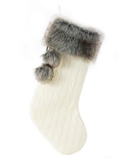 Cable Knit Christmas Stockings Faux Fur Cuff Rustic Stockings
