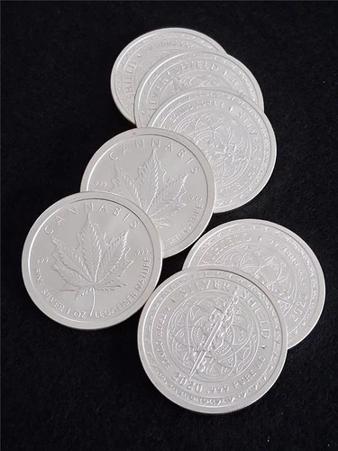 2020 x7 BU SILVER SHIELD “CANNABIS” 1 TROY OUNCE .999 Fine Silver Rounds #M1133