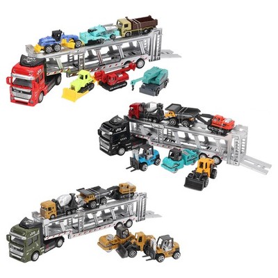 7 In 1 Transport Truck Toy Alloy Pull Back Function Carrier Truck Model Toy