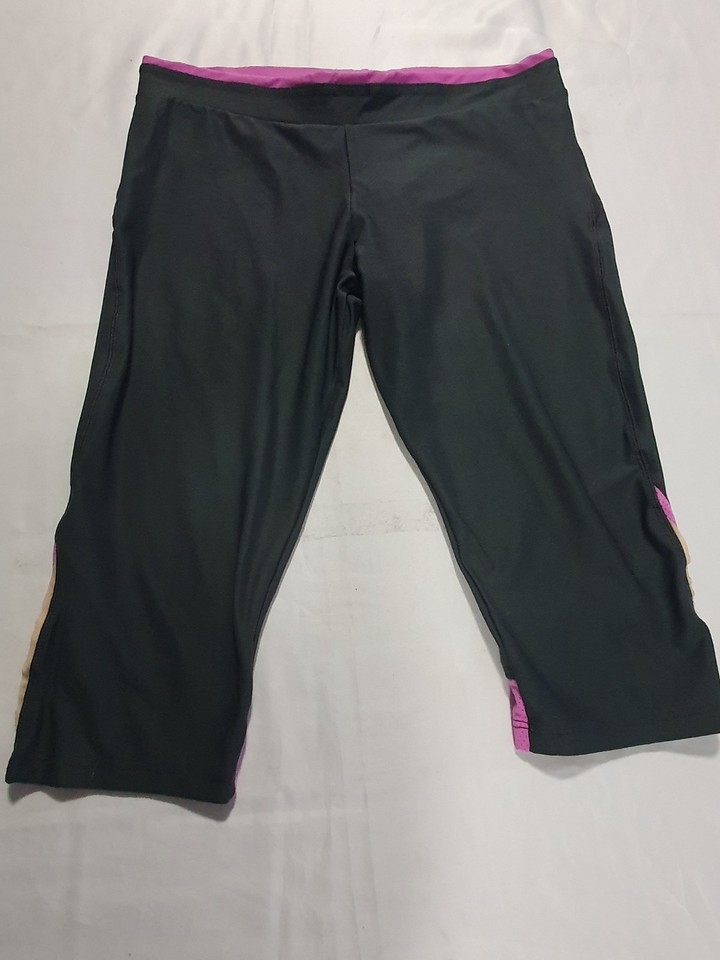 Ladies Running Bare Bike Shorts Leggings Size 16 Black Pink Activewear Yoga