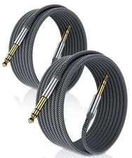 20ft TRS Instrument Cable 2-Pack - 6.35mm Male Jack Stereo Audio Cord