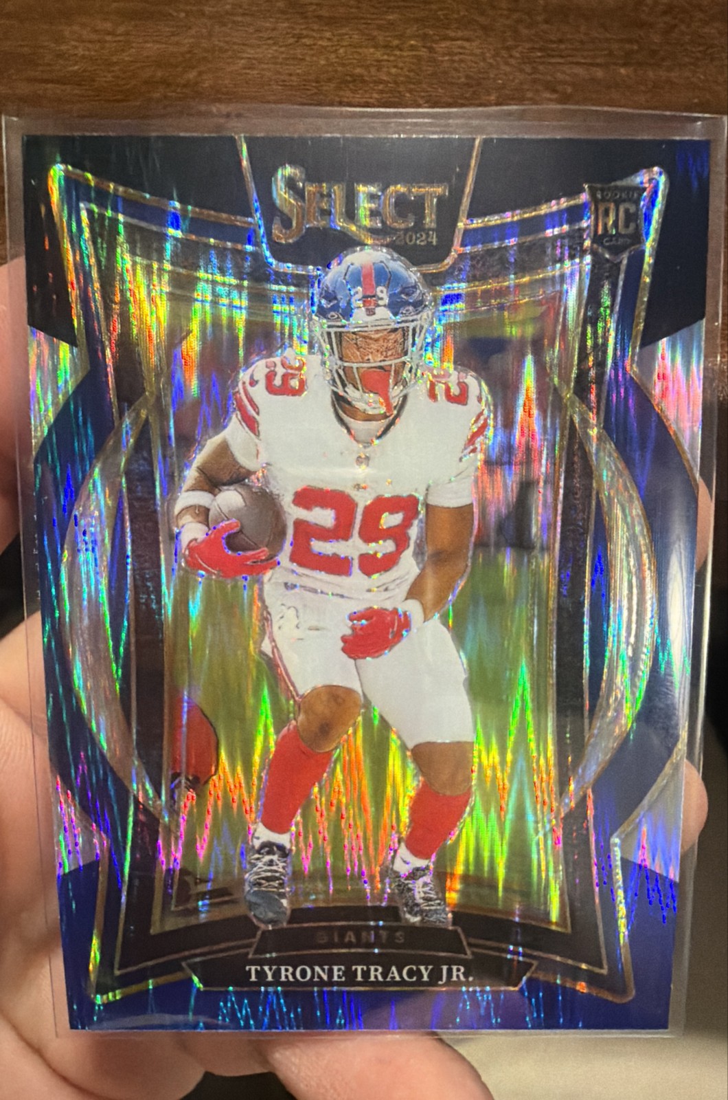 2024 Panini Select - Concourse Tyrone Tracy Jr. 61 Black & Blue Shock Prizm (RC)