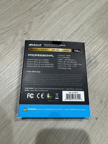 Inland 120GB 2.5" SATA III SSD Professional Solid State Drive 520MB/s 6Gb/s - Afbeelding 2 van 2