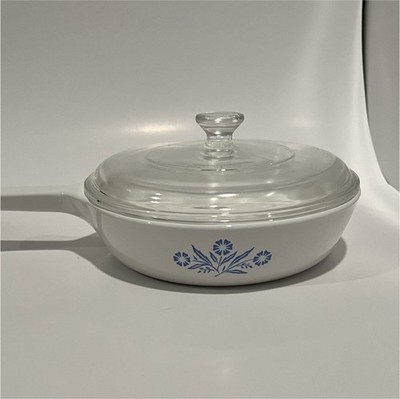 CorningWare Blue Floral White Round Casserole 6 1/2 in w/ Glass Lid P-83-B
