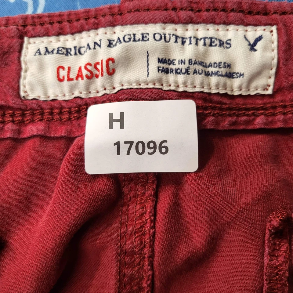 Pantalones Cortos American Eagle Outfitters Hombres 34 Rojo Carga Sarga Y2K Sueltos Patín Exterior Foto 2 de 4