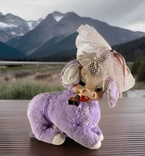 Rushton Purple Cow Plush Rubber Face Elsie Bell Growler Moos 50s *READ