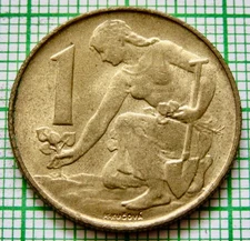 CZECH & SLOVAK Federative Republic 1992 1 KORUNA WOMAN PLANTING LINDEN SPRIG UNC