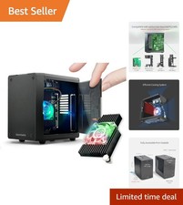 Compact Mini PC Case with RGB Lighting for Raspberry Pi 5 - Matte Black Finish