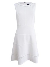 Tommy Hilfiger Women's Scuba Crepe Fit & Flare Dress (12, Ivory) 192114929442