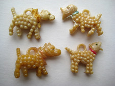 VINTAGE Celluloid Pearly DOG Charm Cracker Jack Prize Lot