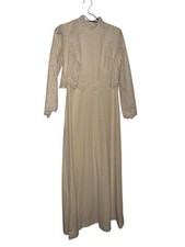 Vintage Miss Rubette 1960  s Ivory Dress Lace Overlay Wedding Boho Women  s S/M