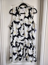 NWT Nine West Beautiful Sleeveless Ruffle Hem Black Floral Dress XL -MSRP $39.99
