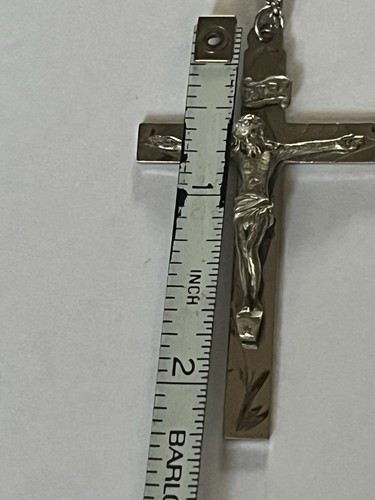 Vintage Chapel Sterling 925 INRI Crucifix Necklace 24” Braided Chain - Picture 5 of 10