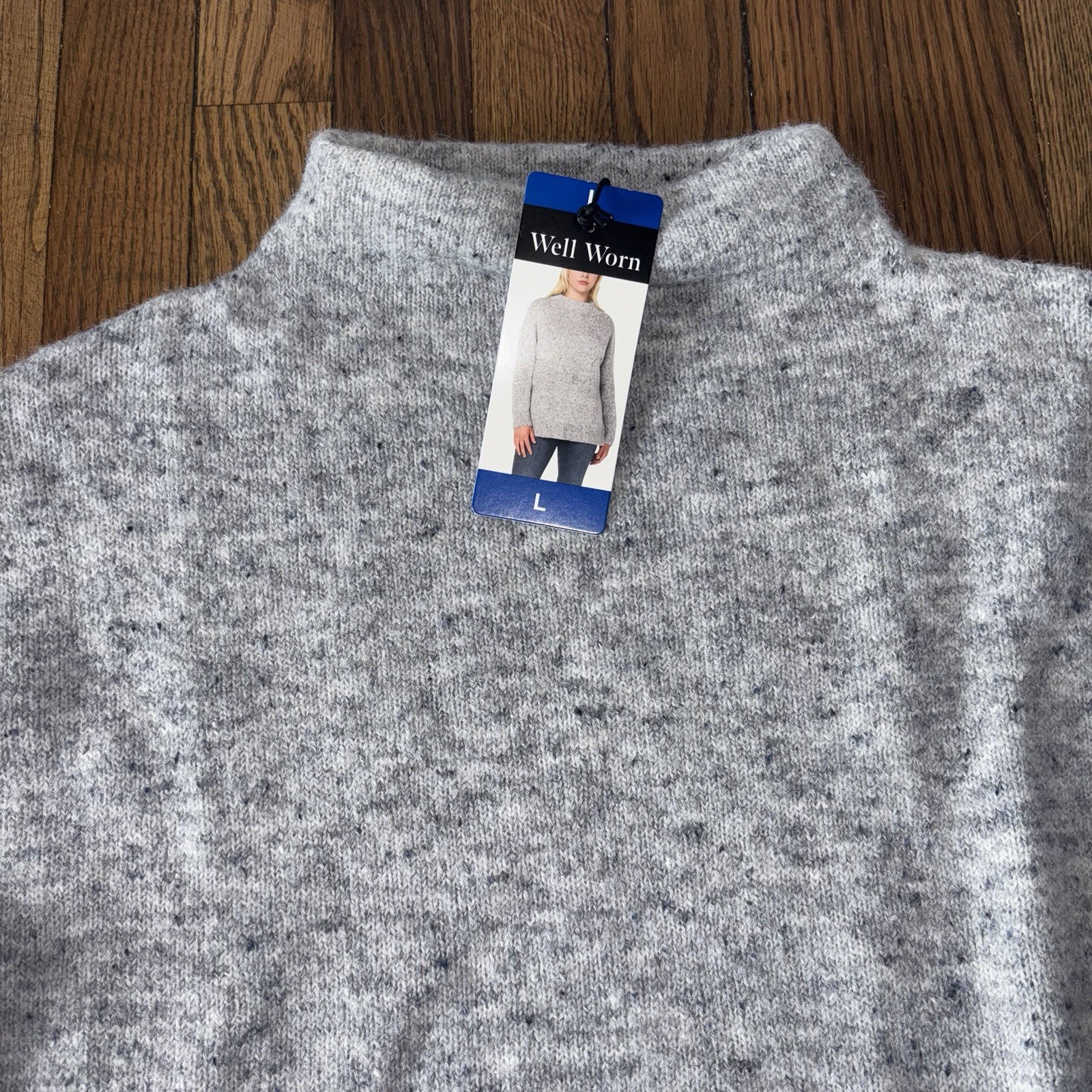 Well Worn Emma - Mock Neck Nep Sweater Size L