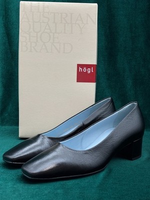 HOGL Damen EU 36 / UK 3/2 Schuhe Leder Blockabsatz eckige Zehenpartie schwarz...