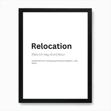 Relocation Definition Meaning Art P Framed Wall Art Poster Canvas Print Picture