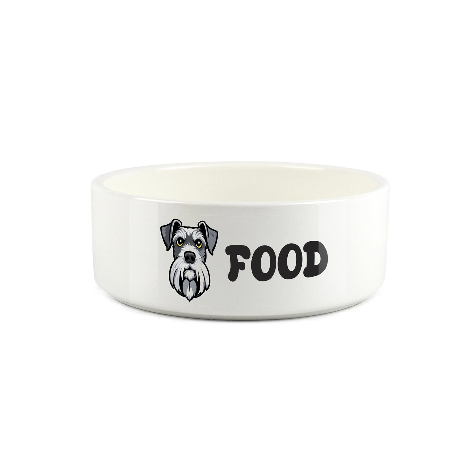 Miniature Schnauzer Pet Bowl - Cartoon Dog Portrait Small Ceramic Food Bowl Gift