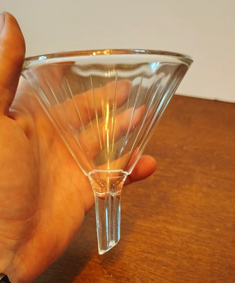 Heavy Glass Ribbed Funnel For Apothecary Medical Kitchen 