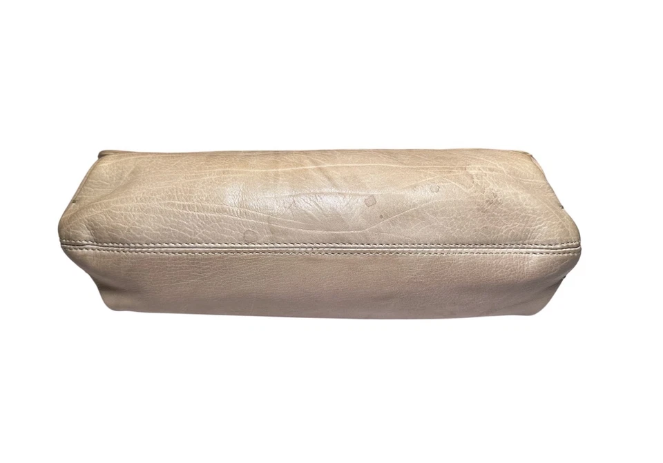 Bolso Lanvin Paris Happy Beige Cuero Mediano Cadena Dorada 2 Vías Solapa de Hombro Foto 3 de 4