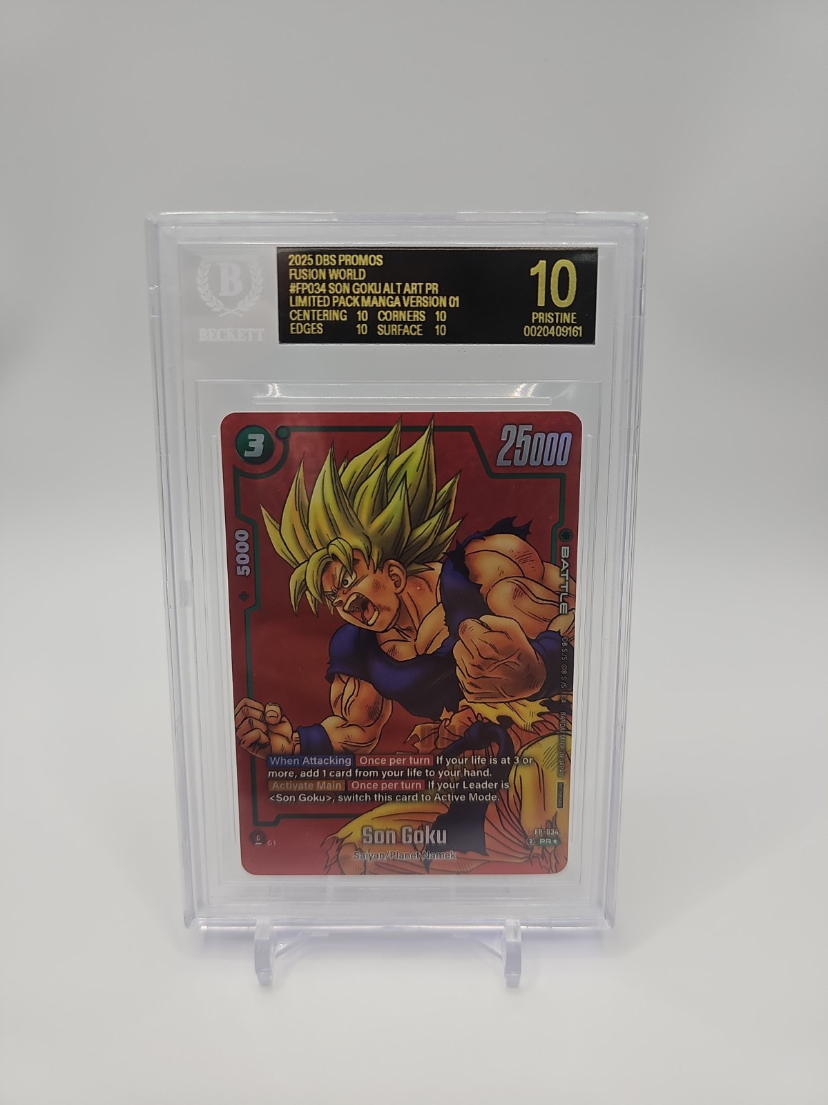 BGS Pristine 10 Son Goku Alt Art DBS Fusion World FP-034 Black Label view 1
