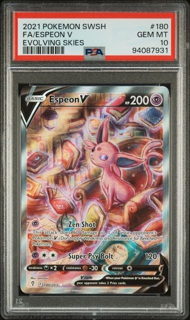 2021 POKEMON SWORD & SHIELD EVOLVING SKIES #180 FULL ART/ESPEON V PSA 10
