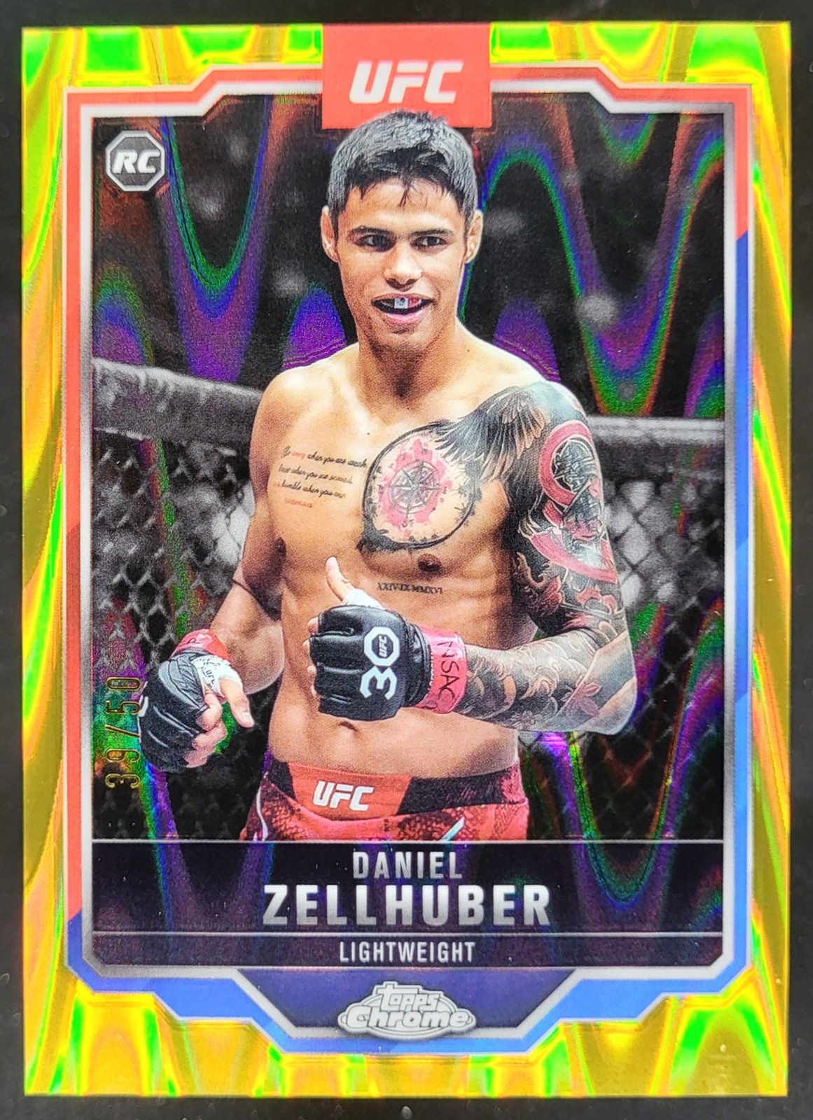 2025 Topps UFC Chrome Daniel Zellhuber Gold RayWave /50 #189 RC TC6