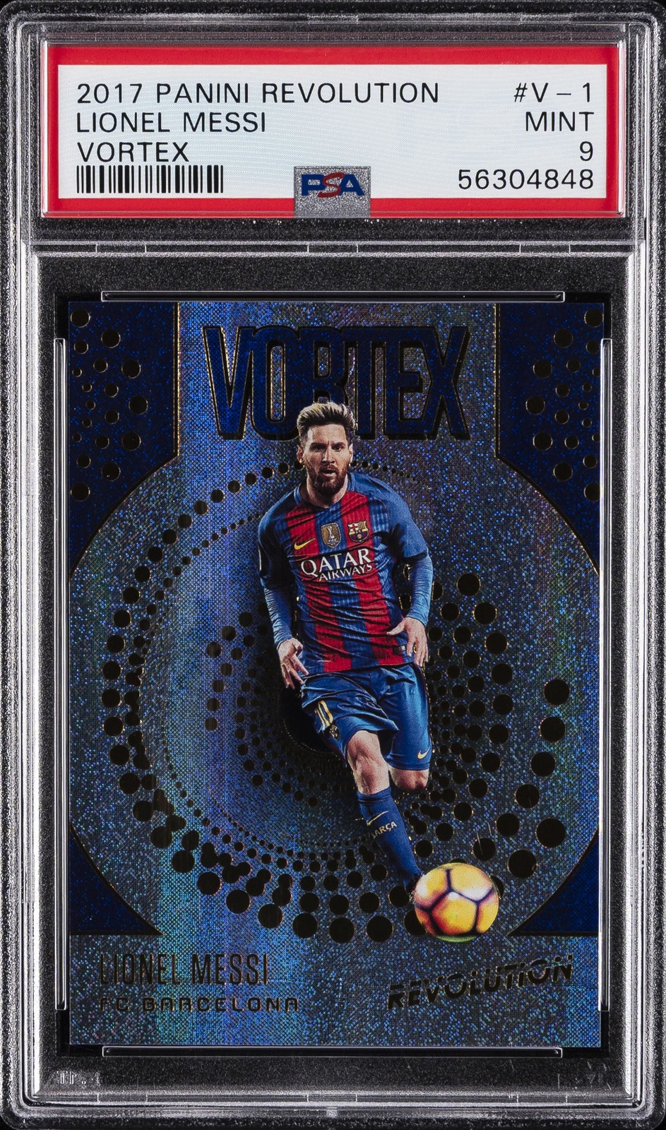 2017 PANINI REVOLUTION VORTEX #V-1 LIONEL MESSI PSA 9