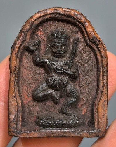 Tibet 1800s Old Buddhist Clay Tsa Tsa Buddha Statue Lion Faced Dakini Simhamukha