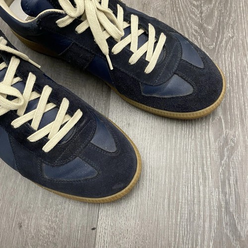 Maison Margiela GAT Sneakers Navy Blue Gum Men 9 42 Leather Low Tops Italy - 第 3/11 張圖片