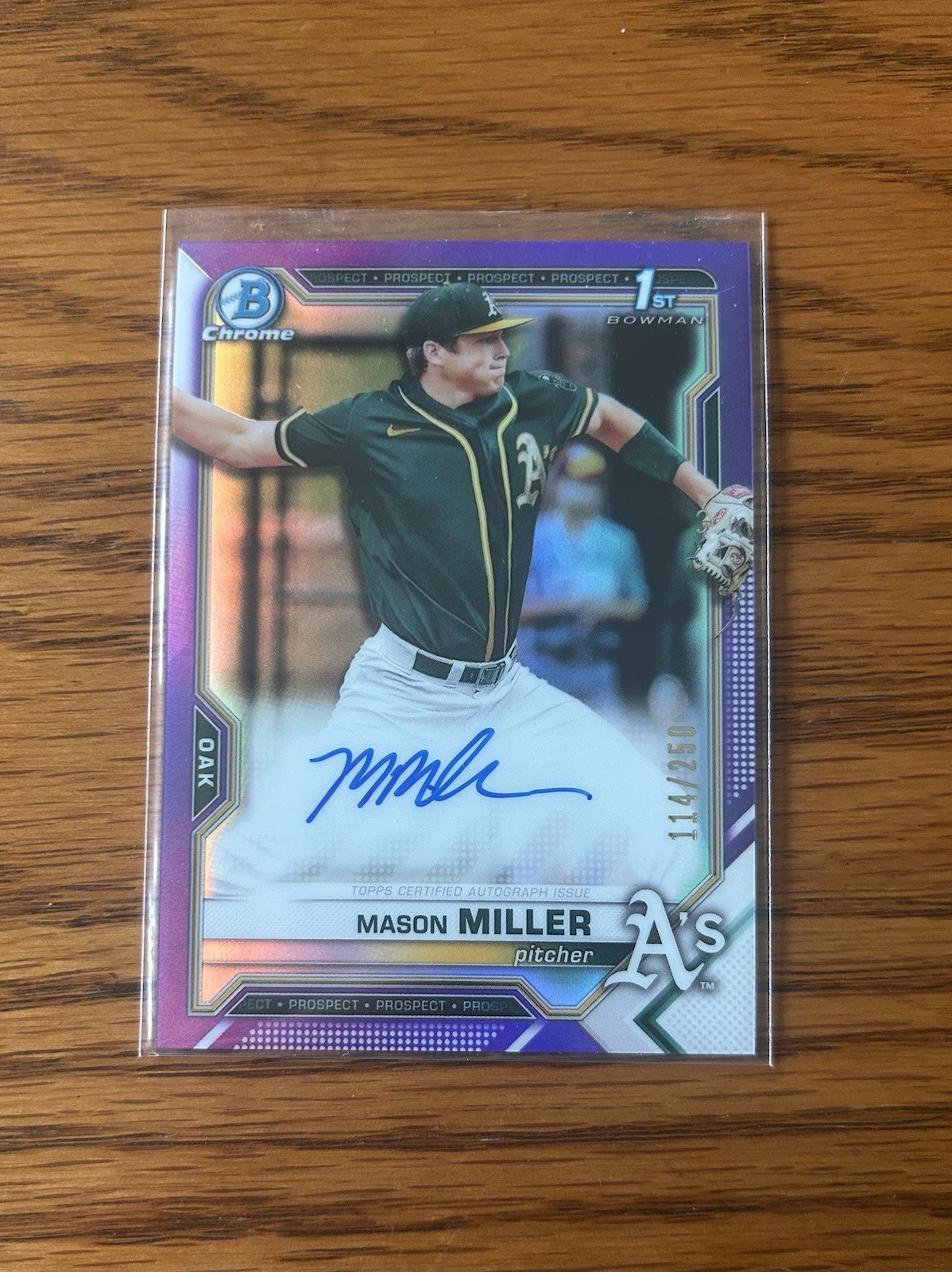 2021 Bowman Chrome 1st Mason Miller Auto /250 Purple Refractor