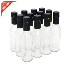 Professional-Grade 5 Oz Clear Glass Bottles with Heat Shrink Capsules - 12 Count