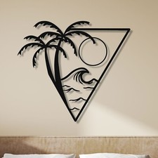 Ocean Metal Wall Art, Palm Tree Wall Decor, M...