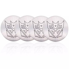4x Silver 56mm Transformers Decepticon Car Wheel Center Hub Cap Emblem Stickers.