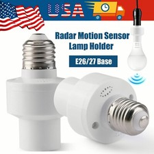 2Pcs Radar Motion Sensor Light Holder E26/27 Base Lamp Switch Bulb Socket USA