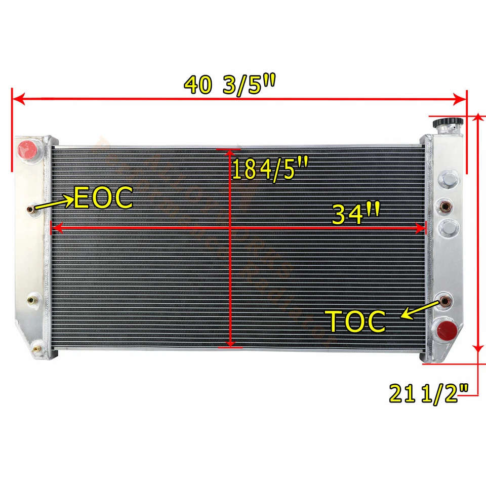 Radiador de 4 filas para Chevy C10 C20 K30 1982-93 GMC C1500 K2500 C3500 6,2 L V8 1985 Foto 3 de 4